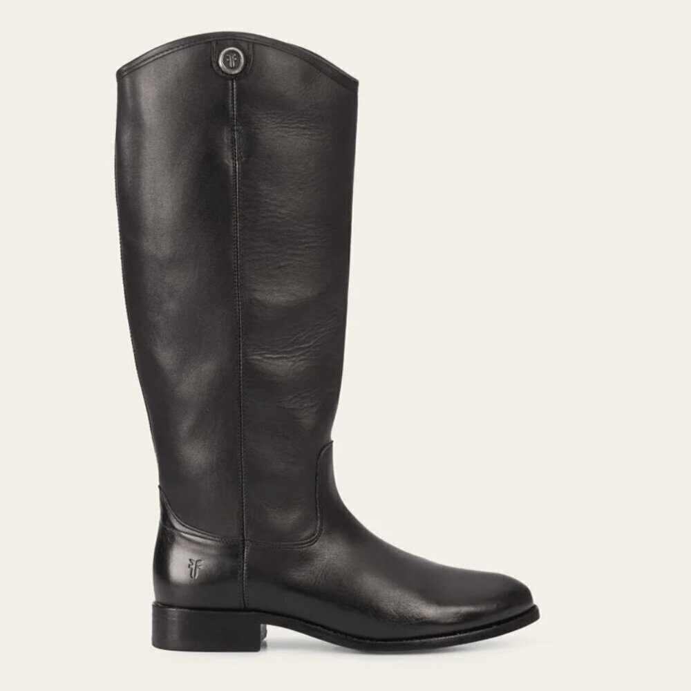 Frye women's Melissa Button riding boots leather 6.5 black equestrian *flaw*